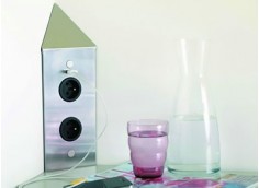 Bloc 2 prises d'angle + port USB 5V , inox brossé.