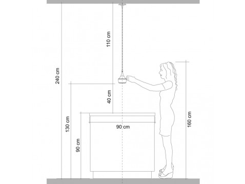 Suspension prise Mercury incluant un éclairage led