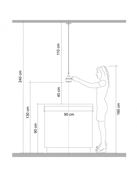 Suspension prise Mercury incluant un éclairage led