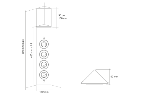 Bloc 4 prises d'angle-réglable en hauteur-inox...
