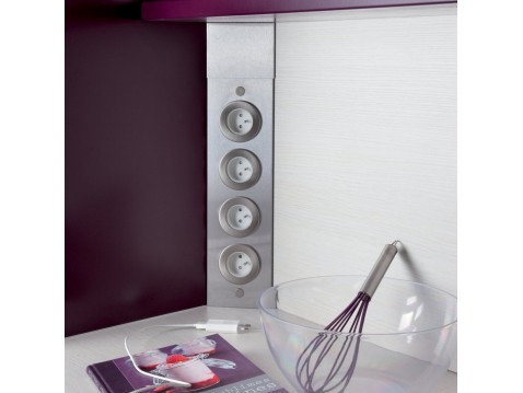 Bloc 4 prises d'angle-réglable en hauteur-inox...