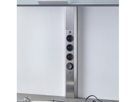 Bloc 4 prises frontal-réglable en hauteur-inox brossé