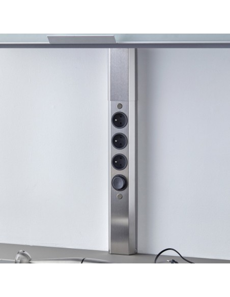 Bloc 4 prises frontal-réglable en hauteur-inox brossé