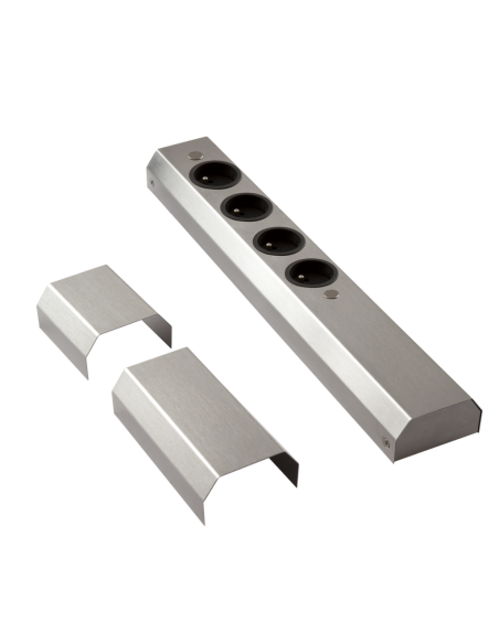 Bloc 4 prises frontal-réglable en hauteur-inox brossé