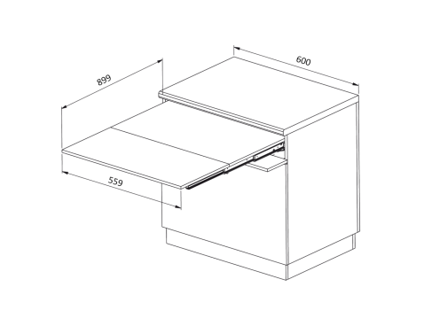 Table escamotable 60 cm