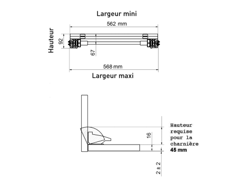 Table escamotable 60 cm