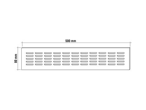 Grille aluminium  , dimensions : largeur 50 cm , hauteur : 8 cm , coloris alu.