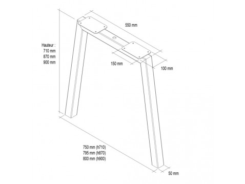 Pied MONTANA-hauteur 710mm-finition noir mat