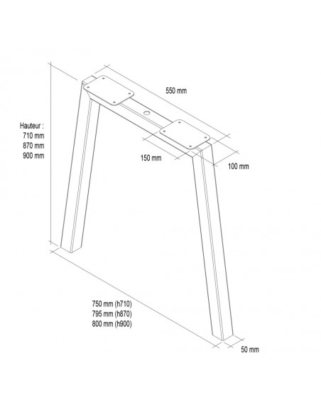 Pied MONTANA-hauteur 710mm-finition noir mat
